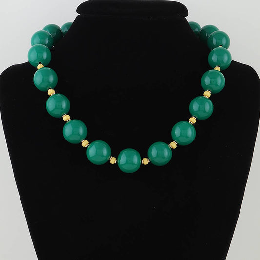 Green Abstract Beaded Statement Necklace