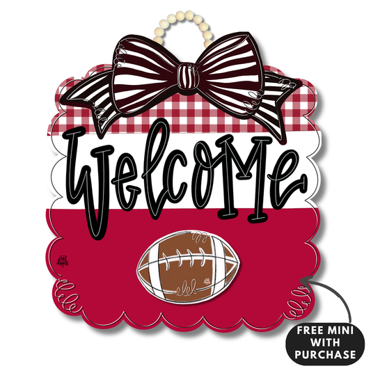 Crimson and White Football Scallop w / mini