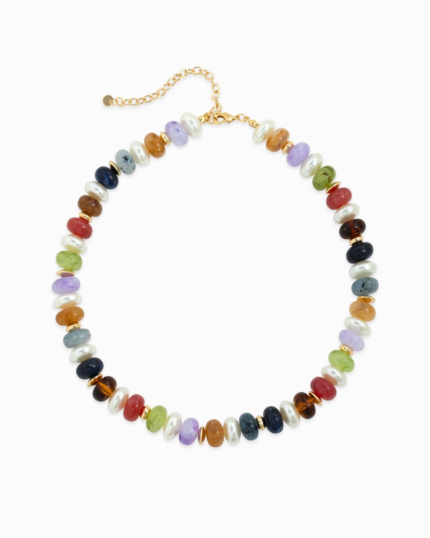 Marble Color Pearl Beaded Necklace: Dark Multi