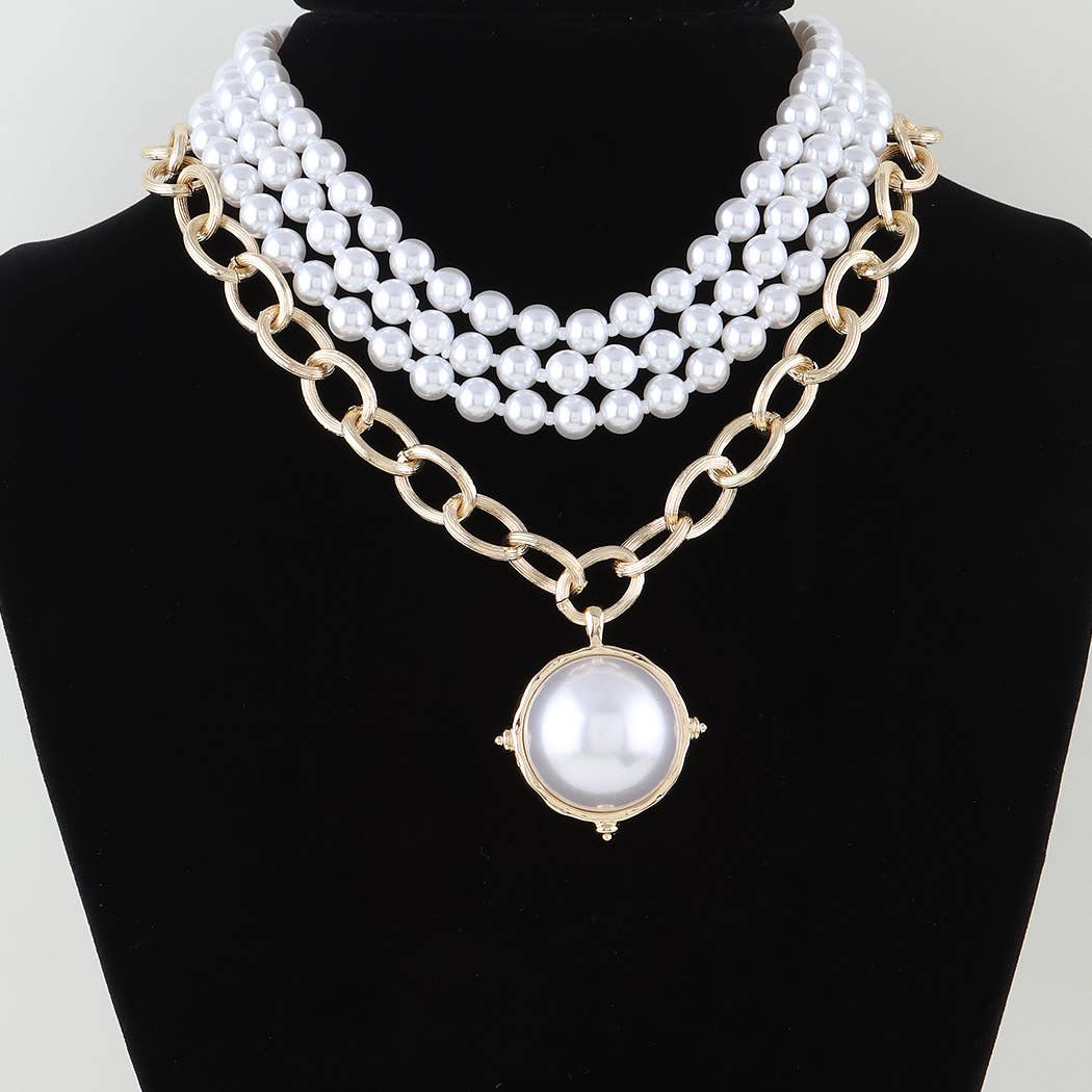 Multi Stone Beaded Link Chain Necklace: GCR