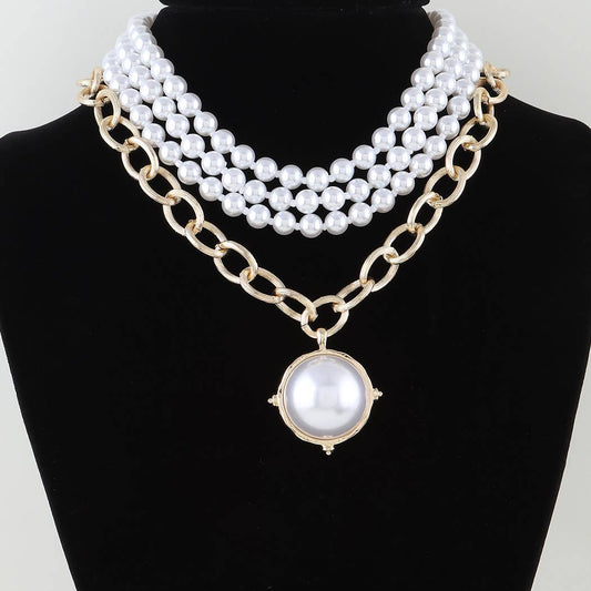 Multi Stone Beaded Link Chain Necklace: GCR