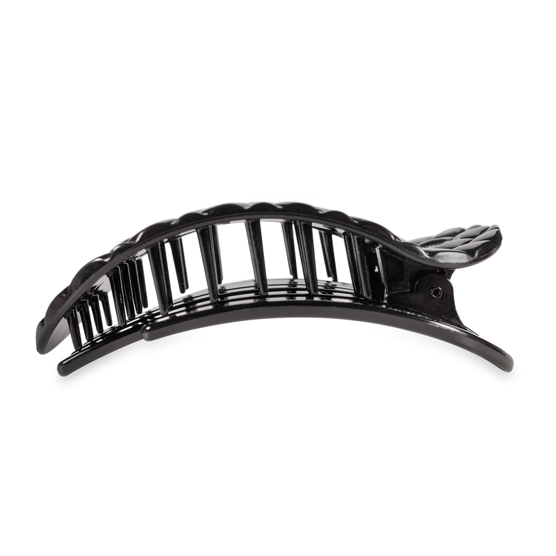 Flat Round Hair Clip | Large | Jet Black Quilted