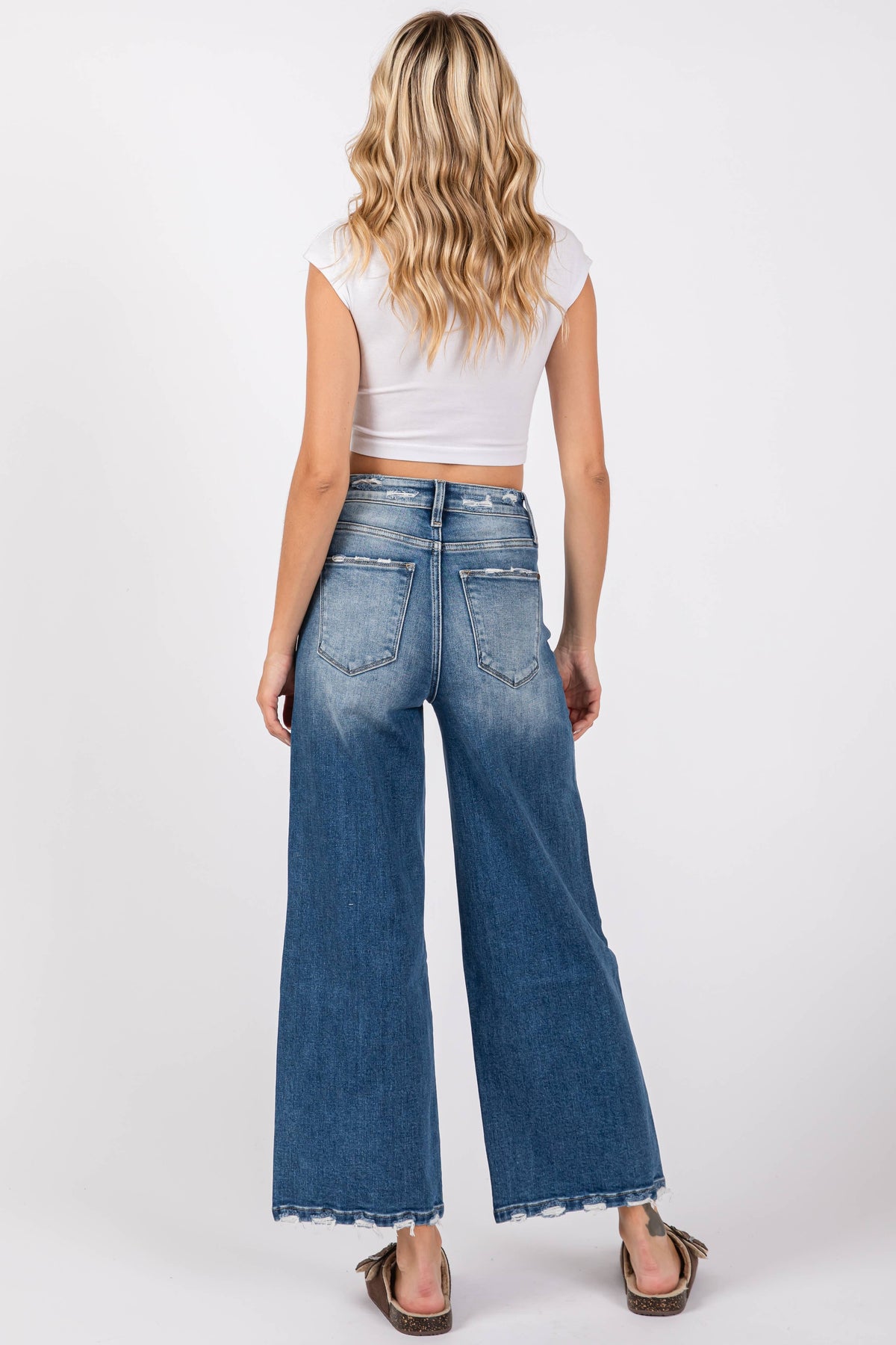 Petra High Rise Cropped Wide Leg Denim
