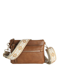 Melissa Multi Zip Pocket Crossbody With Guitar Strap Two Colors!