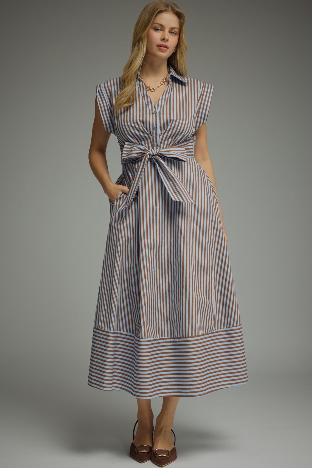 The Caroline Stripe Midi Dress