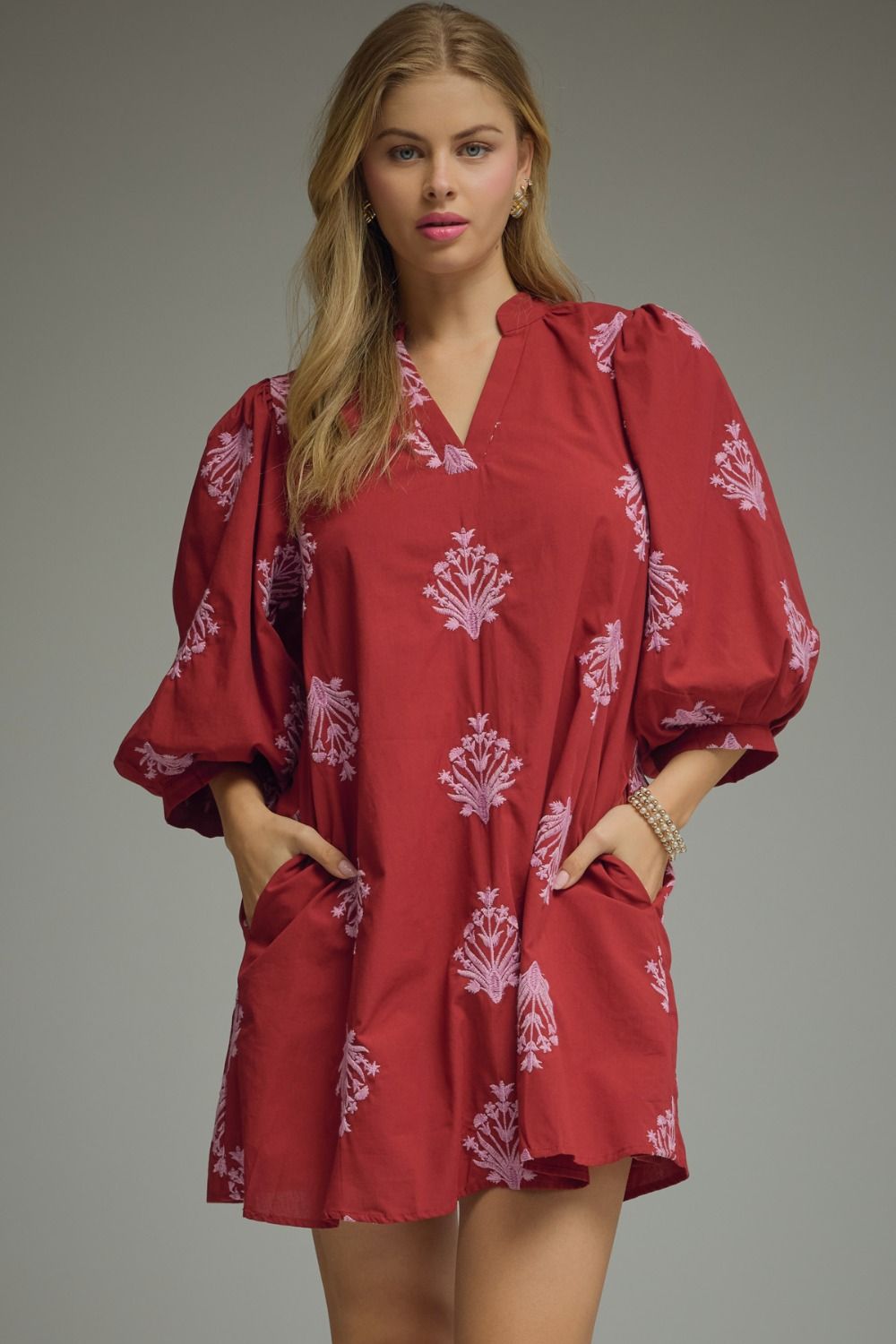 Rosewood Embroidered Dress