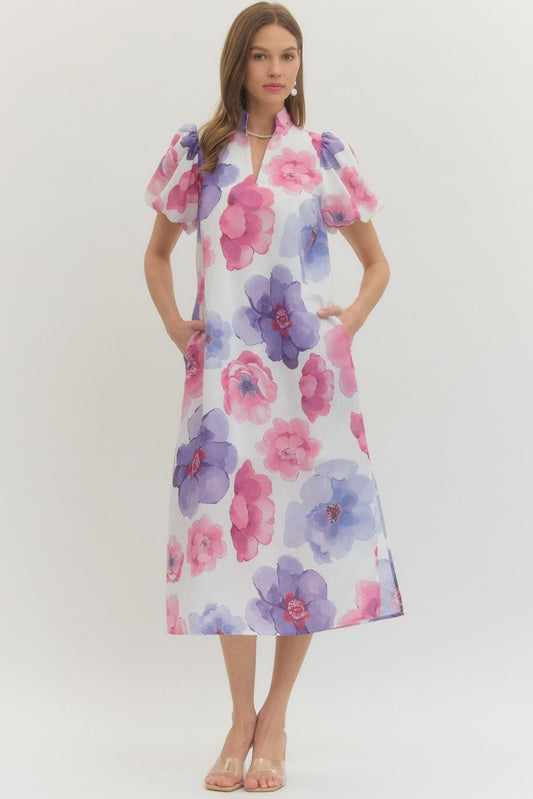 Lavender Bloom Midi Dress
