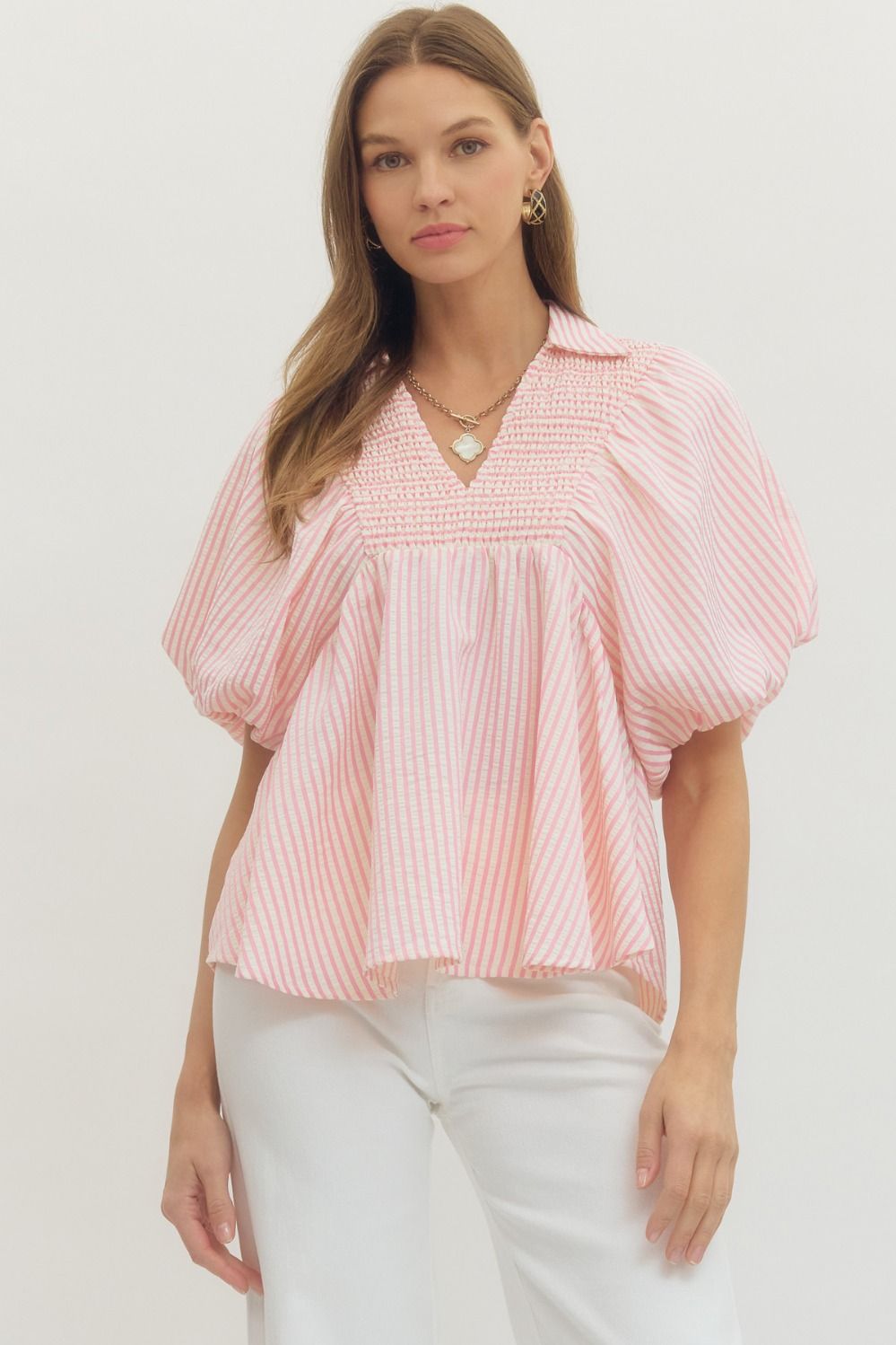 The Blush Bay Smocked Top