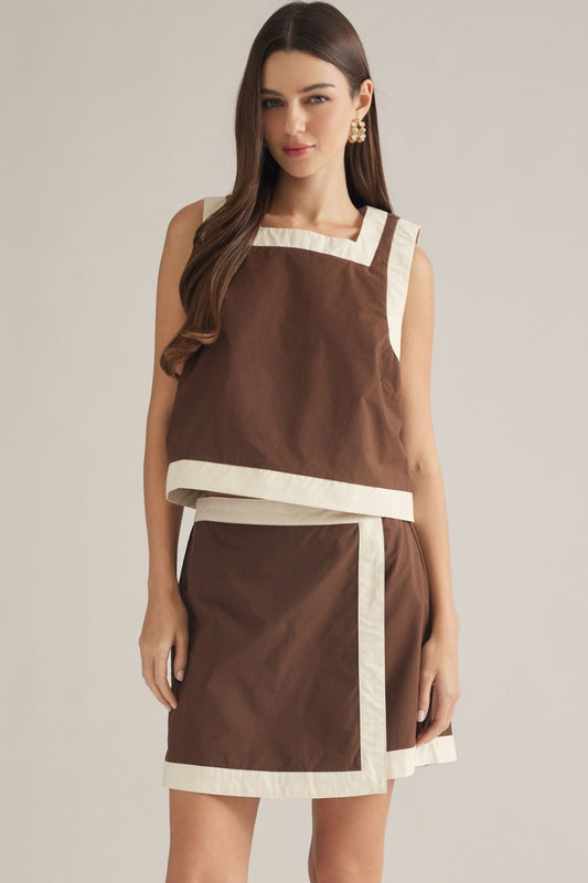 Brown City Chic Contrast Top or Bottoms