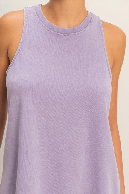 Indie Purple Mineral Washed Sleeveless Top