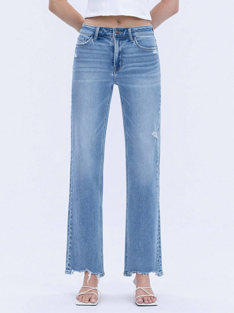 Vervet High Rise Distressed Hem Denim