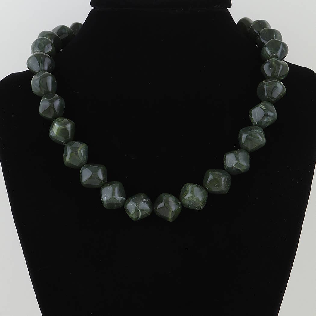 Blue Abstract Crystal Beaded Necklace