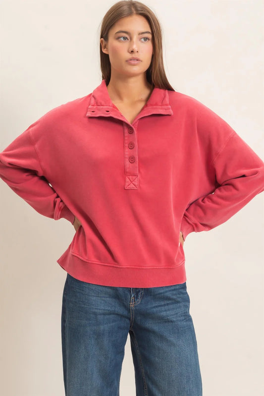 🌸 Easy Days Mineral Wash Button-Up Sweatshirt Three Colors!
