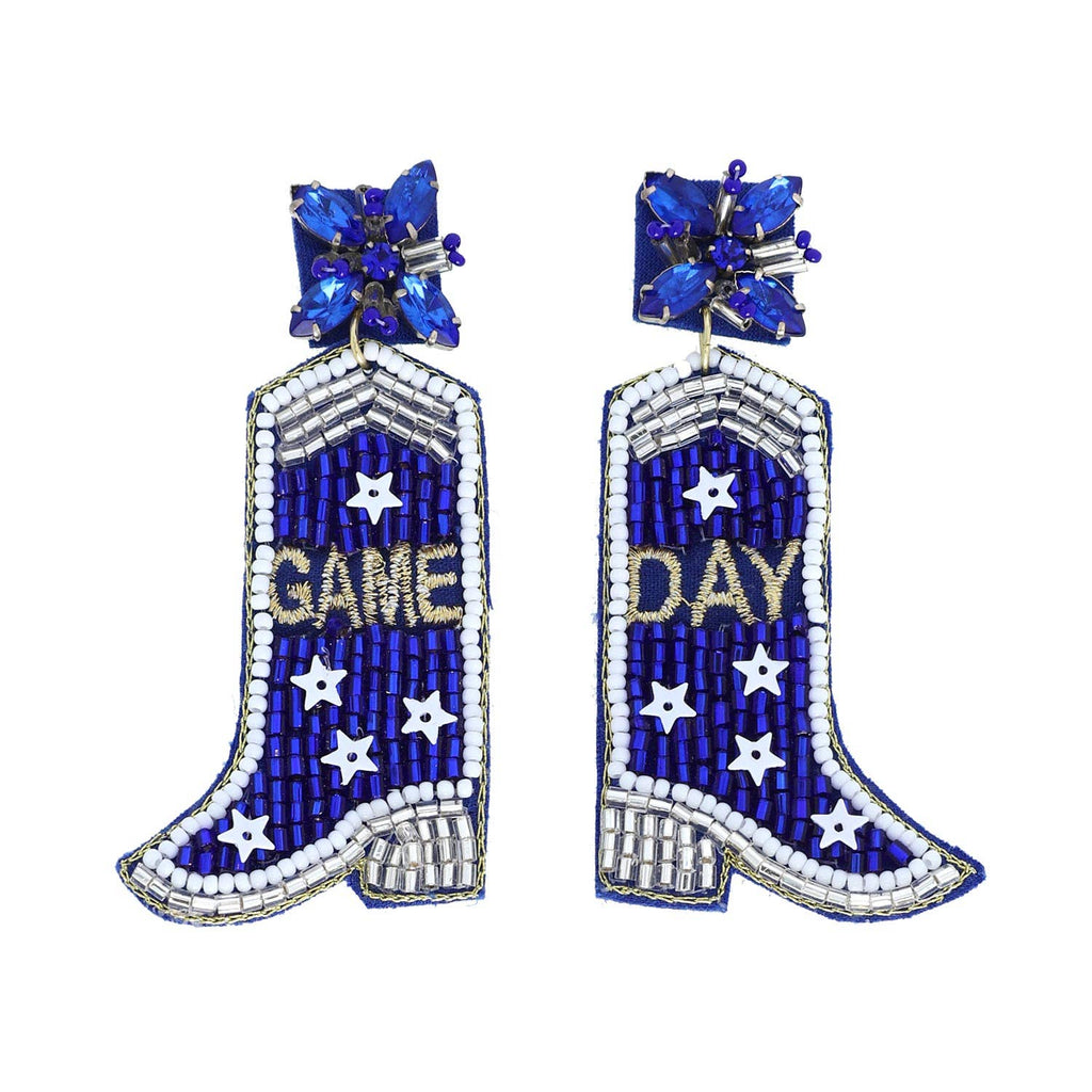 Jeweled & Beaded "Game Day" Cowboy Boots Dangle Earrings