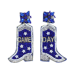 Jeweled & Beaded "Game Day" Cowboy Boots Dangle Earrings