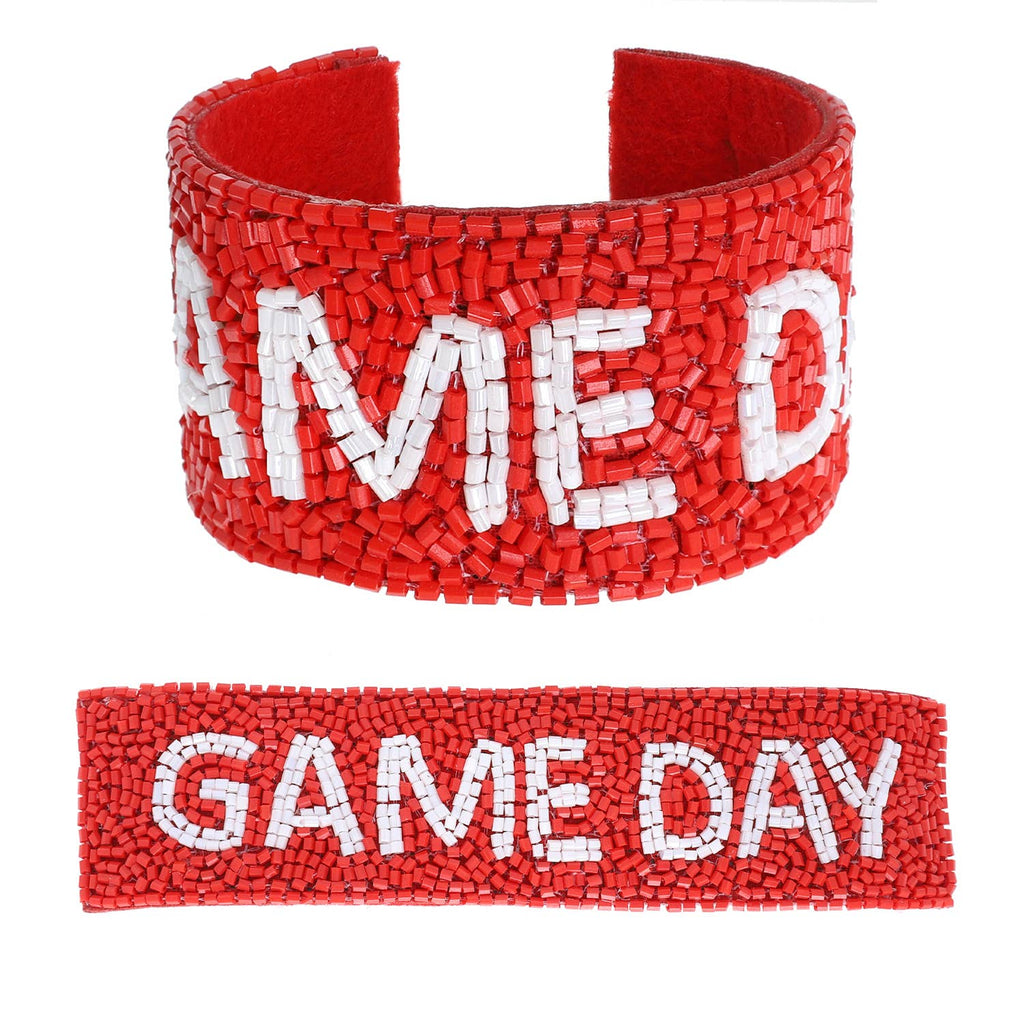 GAME DAY RED BEADED SNAP  BRACELET